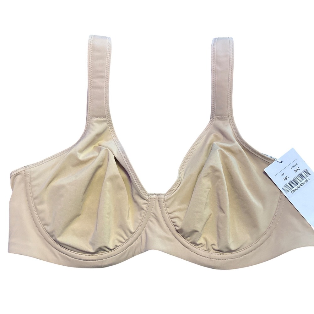 NEW HSIA Full Coverage Minimizer Unlined Underwire Bra Nude Beige 36C